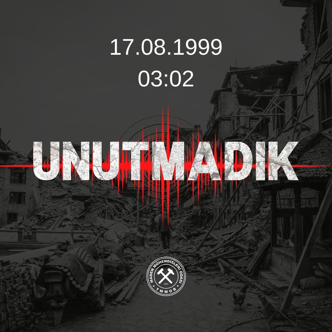 17 AĞUSTOS 1999 "BÜYÜK MARMARA DEPREMİ"NİN 25. YILINDA DEPREMDE YİTİRDİĞİMİZ BİNLERCE YURTTAŞIMIZI SAYGIYLA ANIYORUZ. 