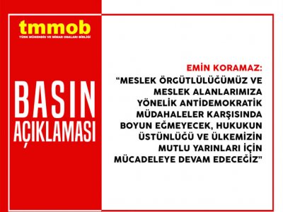 MESLEK ÖRGÜTLÜLÜĞÜMÜZ VE MESLEK ALANLARIMIZA YÖNELİK ANTİDEMOKRATİK MÜDAHALELER KARŞISINDA BOYUN EĞMEYECEK, HUKUKUN ÜSTÜNLÜĞÜ VE ÜLKEMİZİN MUTLU YARINLARI İÇİN MÜCADELEYE DEVAM EDECEĞİZ