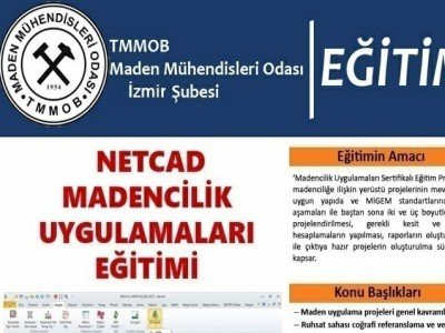 İZMİR ŞUBEMİZDE 8-9 ARALIK TARİHLERİNDE NETCAD MADENCİLİK UYGULAMALARI EĞİTİMİ DÜZENLENECEKTİR.