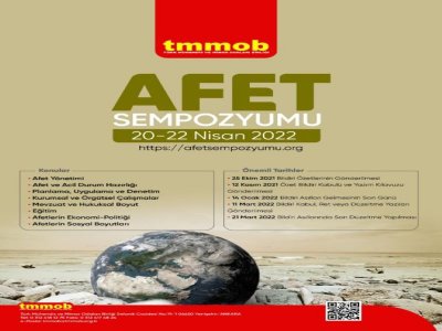 TMMOB AFET SEMPOZYUMU 20-22 NİSAN 2022`DE GERÇEKLEŞTİRİLECEKTİR.