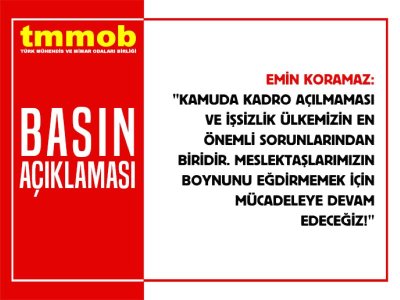 KAMUDA KADRO AÇILMAMASI VE İŞSİZLİK ÜLKEMİZİN EN ÖNEMLİ SORUNLARINDAN BİRİDİR MESLEKTAŞLARIMIZIN BOYNUNU EĞDİRMEMEK İÇİN MÜCADELEYE DEVAM EDECEĞİZ!