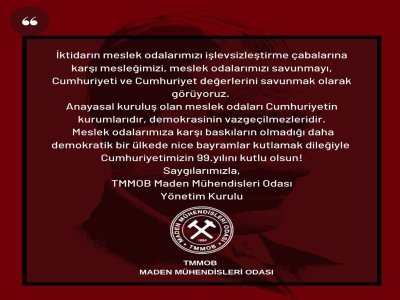 CUMHURİYETİMİZİN 99. YILI KUTLU OLSUN!