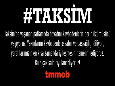 TAKSİM`DE YAŞANAN PATLAMADA HAYATINI KAYBEDENLERİN DERİN ÜZÜNTÜSÜNÜ YAŞIYORUZ.