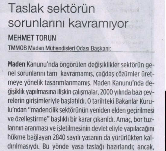 Taslak Sektörün Sorunlarını Kavramıyor.